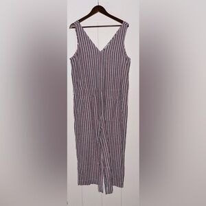 Beachlunchlounge Women Jumpsuit Striped Flare Wide‎ Leg L Colorful Linen Blend